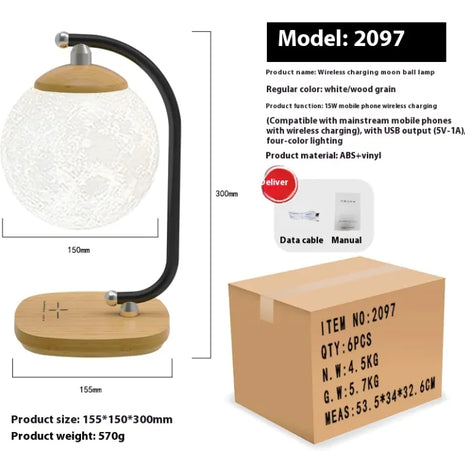 36V Oversize Bedside Lamp in Wood Grain